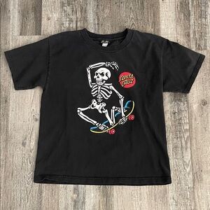 Santa Cruz Skateboards youth Black tee with skating skeleton